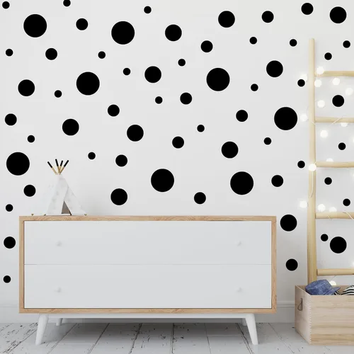Miniatura 4 de Juego de 100 calcomanías de vinilo para pared, varios lunares para guardería, habitación de niños y decoración de baño, adhesivo extraíble, seguro