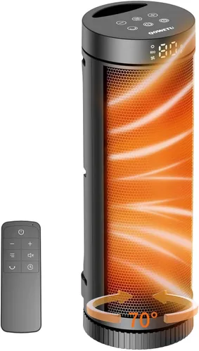 Calentador de espacio para uso en interiores - Calentadores eléctricos de 17 pulgadas y 1500 W con termostato, oscilación de 70°, 5 modos, control