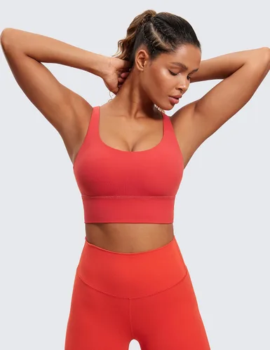 Miniatura 2 de CRZ YOGA Brasier deportivo con tirantes delgados para mujer, de impacto medio, cruzado, para yoga, acolchado, para entrenamiento