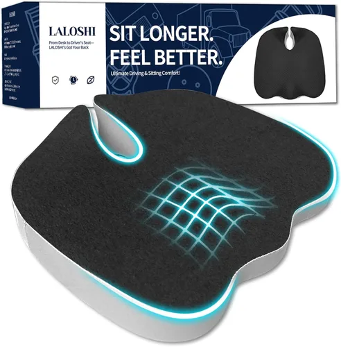 Miniatura 8 de Cojín para silla de oficina con recorte de coxis y diseño en forma de U, espuma viscoelástica de 2.8 pulgadas para aliviar el dolor de espalda