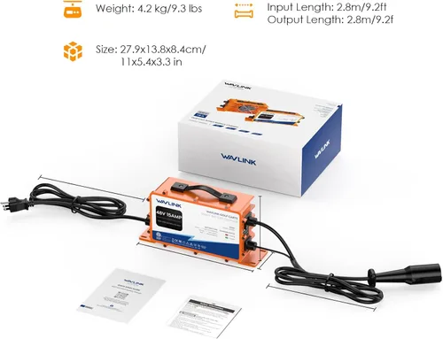 Miniatura 9 de WAVLINK Cargador de batería para carrito de golf de 48 V 18 AMP, impermeable IP67, compatible con LiFePO4/NMC/plomo-ácido