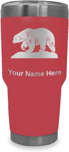 Miniatura 40 de LaserGram Vaso aislado al vacío de 20 onzas, oso polar, grabado personalizado incluido (negro)