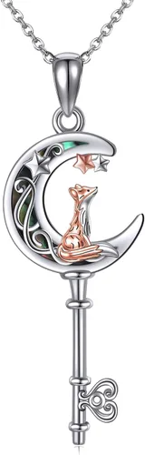 Collar de plata de ley con colgante de zorroserpienteunicorniobúho en la lunaconejocaballo, joyería de regalo para mujeres, mamá, hermana