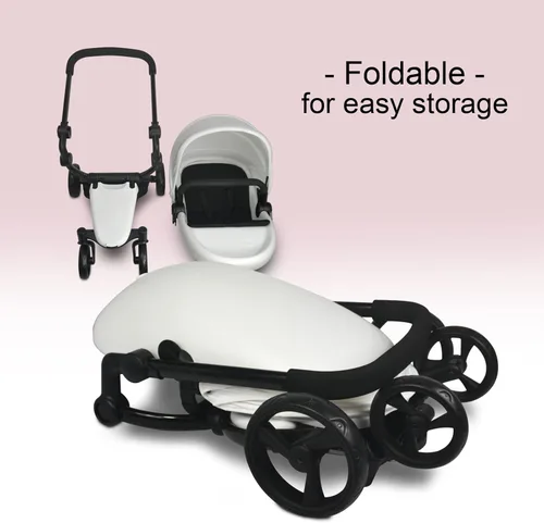 Miniatura 5 de Anivia Cochecito de muñeca de lujo para muñecas de 18 y 20 pulgadas – Cochecito de muñeca con toldo plegable, ruedas silenciosas y 2 cestas