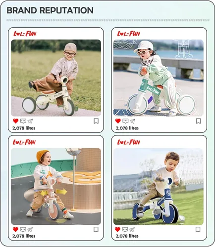 Miniatura 3 de LOL-FUN Bicicleta de equilibrio 4 en 1 para niños de 1 a 4 años, niños y niñas, bicicleta de 3 ruedas para niños de 1 año, triciclo para niños