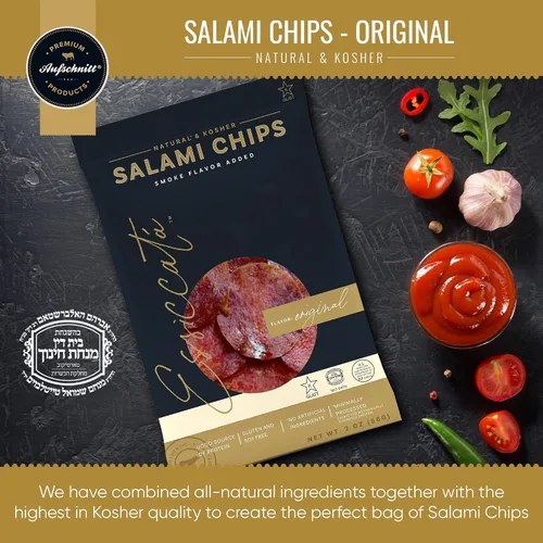 Miniatura 2 de Meats Kosher Salami Chips - Salchicha en rodajas, carne de embutidos - Natural, amigable con Halal - 2 onzas, original, paquete de 5