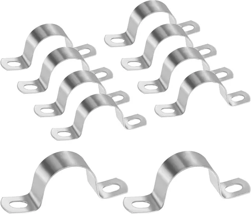 Miniatura 22 de M METERXITY Paquete de 3 abrazaderas de conducto, correa rígida de acero inoxidable 304 de 3-1/2 pulgadas M89 U con 2 agujeros