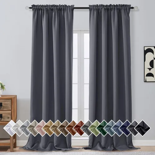Miniatura 135 de OVZME Cortinas opacas turquesa para tratamiento de ventanas pequeñas, cortinas cortas con bloqueo de luz para ventana de cocina sobre el fregadero