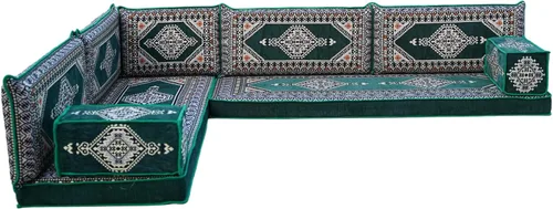 Miniatura 23 de arabicsofa Verde Juego de Asientos de Suelo Orientales Hechos a Mano – Sofá de Suelo Tradicional con Respaldo