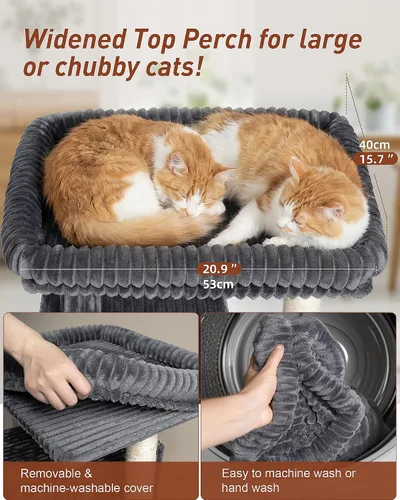 Miniatura 2 de Árbol para gatos grandes, 20.9 x 15.7 pulgadas, cama de percha grande para gatos adultos, torre para gatos de 22.8 pulgadas con poste rascador