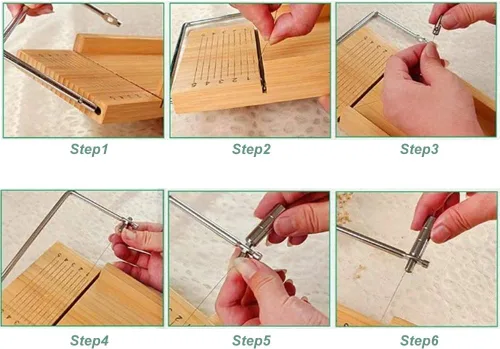 Miniatura 2 de Cortador de jabón de alambre, herramienta de corte de jabón de madera, suministros de fabricación de jabón para hacer pasteles de mantequilla