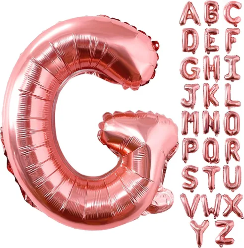 Miniatura 13 de Lovoir Globos grandes de 40 pulgadas de oro rosa con letra C de gran tamaño, globo de helio de aluminio de Mylar para decoración de fiesta de Letra