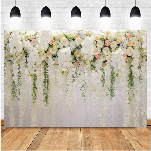Fondos de fotografía con temática floral de rosas blancas para despedida de soltera, boda, flores, fondo de fotos, fiesta de cumpleaños, retrato,