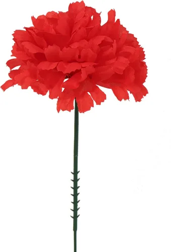 Miniatura 6 de Larksilk Púas de Clavel de Seda Roja de Tacto Real - 100 Unidades a Granel de Flores Artificiales para Bodas, Decoración DIY - Cabezas de 3.5", Rojo