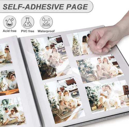 Miniatura 2 de Álbum de Fotos con Páginas Autoadhesivas para Fotos de 4x6 5x7 8x10 Pulgadas, Álbum de Fotos Magnético tipo Scrapbook con Páginas Adhesivas, Libros