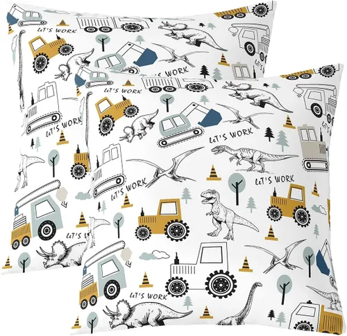 Miniatura 10 de Juego de 2 fundas de almohada de construcción de 16 x 16 pulgadas, fundas de almohada suaves para camiones, fundas de cojín para sala de estar