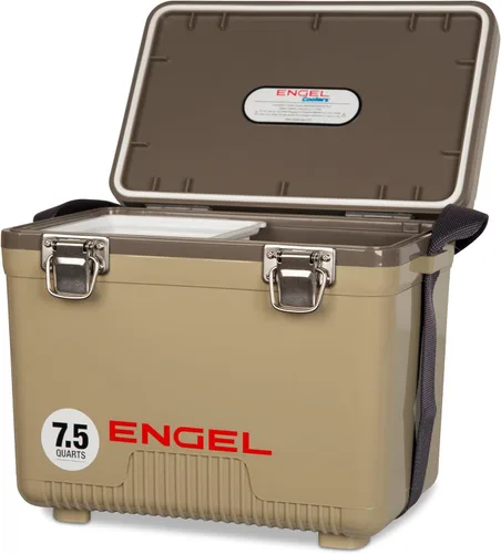 Engel UC7 7.5qt a prueba de fugas, hermético, enfriador de caja de secado y pequeña lonchera rígida para hombres y mujeres Canela