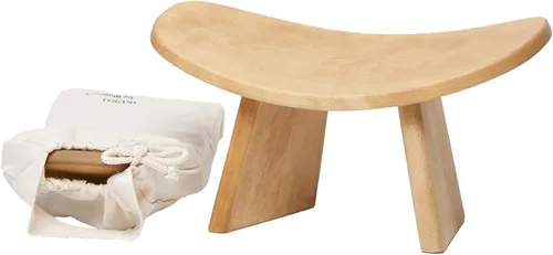 Banco de meditación IKUKO Original, versión portátil con bolsa, asiento ergonómico de madera hecho a mano local, prana yoga, 2 colores, 3 tamaños de