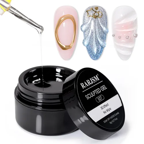 Miniatura 10 de RARJSM Esmalte de uñas de gel con pintura metálica oro bronce cromo 3D, efecto espejo reflectante brillante, gel de dibujo metálico pintado, 8 ml