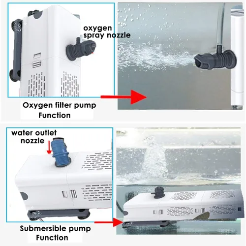 Miniatura 4 de Filtro de tanque de peces ultra silencioso 4 en 1, filtro interno para acuario, bomba de filtro de agua sumergible de 500-1800L/H, filtro