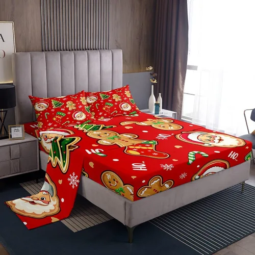 Miniatura 19 de Erosebridal Juego de sábanas de Navidad tamaño individual, juego de sábanas de renos y ciervos de dibujos animados para niños, adolescentes