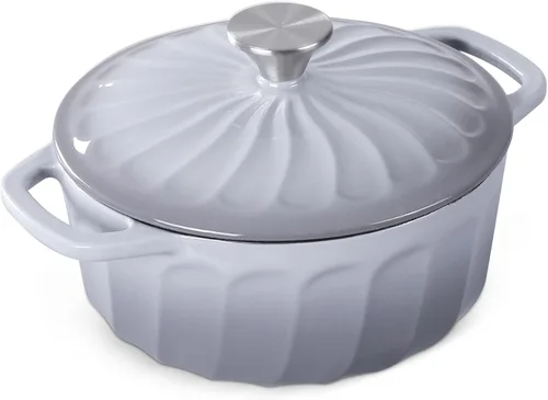 Miniatura 13 de Horno holandés de hierro fundido esmaltado con tapa, olla de horno holandés de hierro fundido de 3 cuartos de galón, olla de hierro fundido