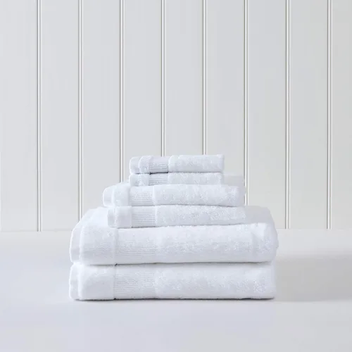 Tommy Bahama - Toallas de baño, absorbentes y resistentes a la decoloración, certificado Oeko-Tex, blanco (Island Retreat White, 6 piezas)