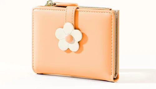 Miniatura 61 de MEISEE Billetera pequeña para niñas y mujeres, billetera de tres pliegues, bolsillo para efectivo, con estampado de flores, monedero con ventana