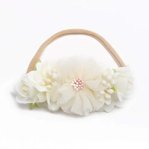 Miniatura 3 de Diadema floral de nailon para bebé, 3 piezas, accesorios para el cabello, regalo para niñas, tamaño elástico, 3 unidades C-4