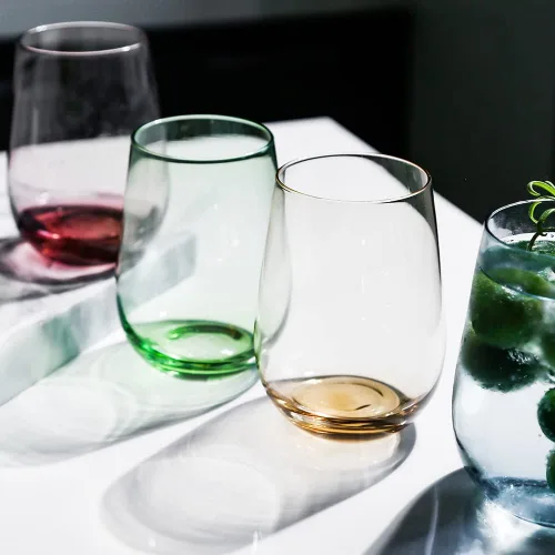 Miniatura 8 de Juego de 4 copas de vino de colores sin tallo, de 16.74 onzas, cristalería de gran tamaño para vino tinto y blanco, cóctel, jugo, agua, té helado