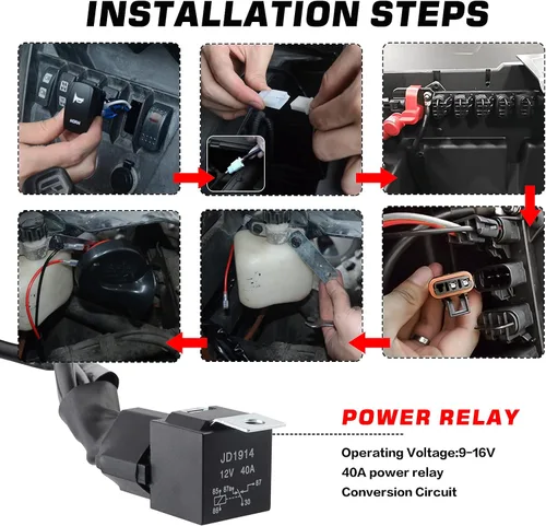 Miniatura 6 de Kit de bocina fuerte para UTV, kit de bocina RZR con interruptor basculante de 12V para Polaris RZR Ranger, PRO XP, Can Am, hasta 2021
