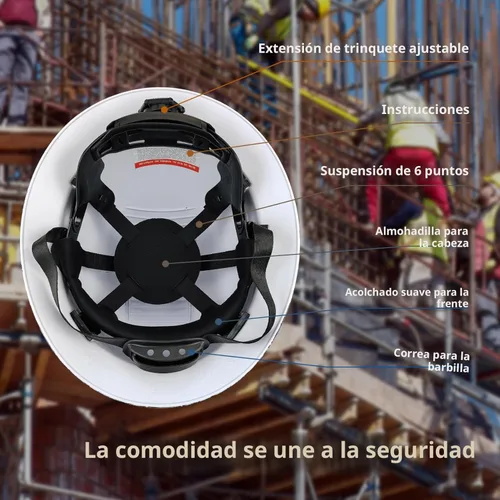 Miniatura 3 de Casco de seguridad OSHA de ala completa, casco de seguridad duradero y ligero de fibra de carbono, equipo de protección de suspensión de trinquete