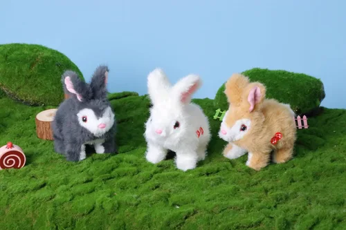 Miniatura 7 de Hopearl Juguete electrónico interactivo de conejo de peluche LED Hopping Rabbit Repeat What You Said para mascotas, juguete animado que canta, habla