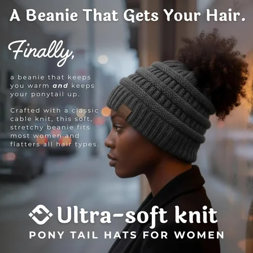 Miniatura 158 de Funky Junque - Gorro para mujer con ranura para cola de caballo