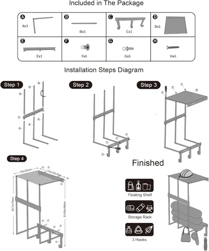 Miniatura 6 de Sillas de camping de almacenamiento para garaje – Soporte de pared de metal para organización de garaje, estantes de almacenamiento de sillas