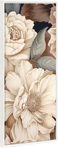 Kate and Laurel Sylvie - Lienzo decorativo vintage enmarcado con diseño floral y cuentas glamorosas en tonos apagados, 18 x 40 pulgadas, color Blanco