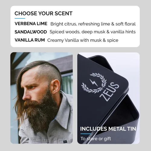 Miniatura 6 de ZEUS Kit de cuidado diario de la barba para hombres, champú para barba, acondicionador, aceite refinado y bálsamo de peinado, suaviza, hidrata, doma