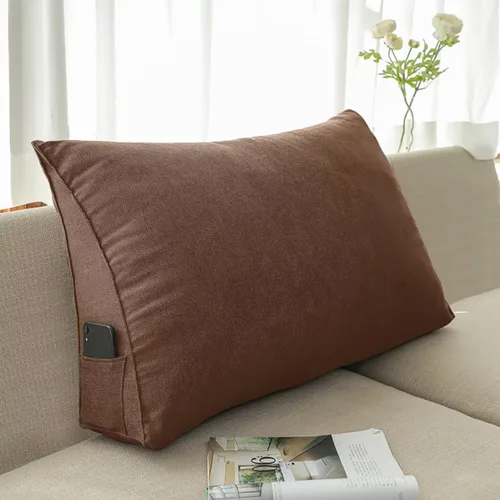 Miniatura 17 de Almohada triangular de cuña negra y gris para sentarse en la cama, cojín de cuña para respaldo, soporte lumbar de espalda, almohada tapizada
