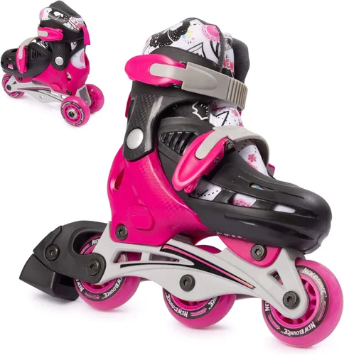 New Bounce Patines para niños pequeños – Talla de zapato EU 28-31, US Kids Junior Size 8-11, 2 en 1 Patines para niñas, convertidos de tres ruedas a