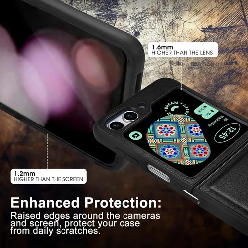 Miniatura 5 de Belemay Funda para Samsung Galaxy Z Flip 5, piel auténtica+TPU suave, protección delgada, a prueba de golpes, delgada Samsung Z Flip5, compatible