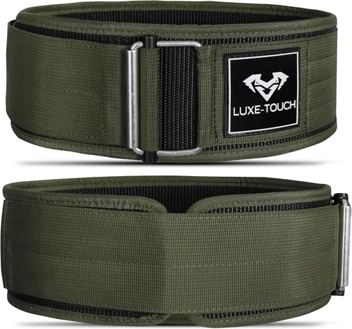 Miniatura 2 de Cinturón de levantamiento de pesas de nailon de 4 pulgadas con hebilla de liberación rápida, cinturón para entrenamiento cruzado, culturismo, Verde