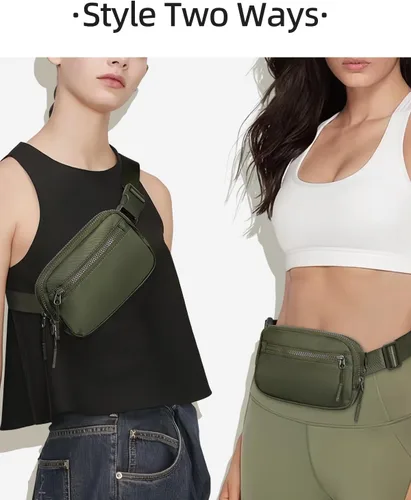 Miniatura 35 de WESTBRONCO Riñoneras para mujeres y hombres, bolsa para cinturón con bolsillos con cremallera, riñoneras modernas, bolsas cruzadas ligeras de 1