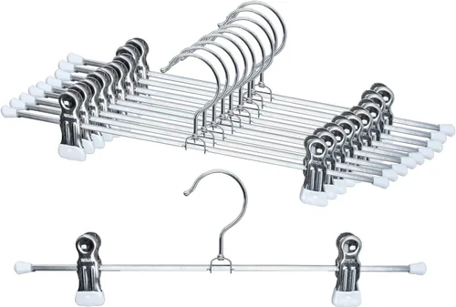 Miniatura 18 de Mawa by Reston Lloyd - Percha antideslizante que ahorra espacio para pantalones y faldas con dos clips, estilo K/40D, juego de 10, 15 3/4 pulgadas