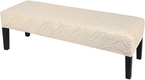 Miniatura 20 de SearchI Funda de banco de comedor, fundas de asiento de banco largas elásticas lavables, funda rectangular para banco de mesa de comedor, para Beige