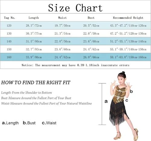 Miniatura 5 de Happy Cherry Vestido de lentejuelas con borlas para niña, falda de baile latino, disfraz brillante para niños, ballet, tango, rumba, ropa de baile