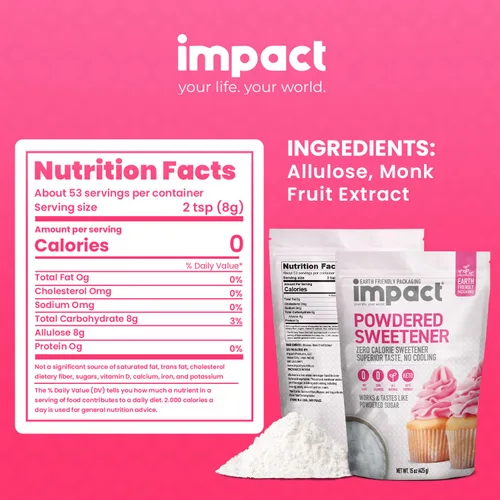 Miniatura 2 de Edulcorante en polvo de impacto, alulosa, mezcla de frutas de monje blanco, cero calorías y carbohidratos, apto para dieta cetogénica, sustituto sin
