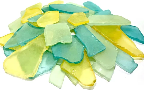 CYS EXCEL Cristal de mar de 24 onzas mezcla de azul claro, verde claro y amarillo claro, múltiples opciones de color, relleno de jarrón de vidrio