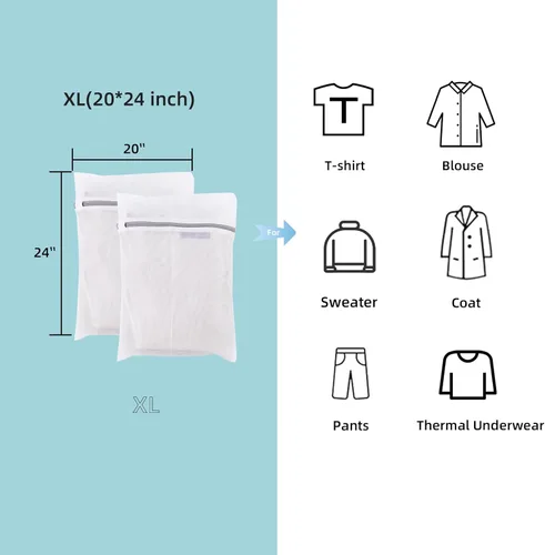 Miniatura 4 de GOGOODA - Juego de 2 bolsas de malla para lavandería extragrandes, para lavar a máquina blusas, chaquetas, pantalones, sábanas, de 20 x 24 pulgadas
