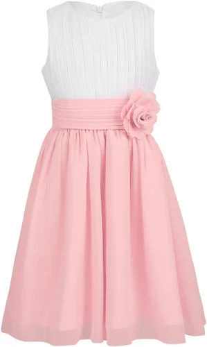 Miniatura 2 de YiZYiF Vestido plisado de gasa sin mangas para niña de las flores, vestido de dama de honor