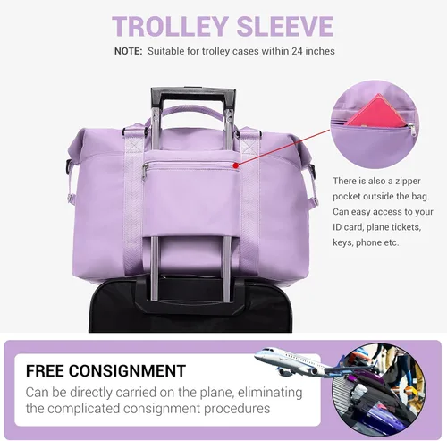 Miniatura 19 de LOVEVOOK Bolsa de fin de semana para mujer, bonita bolsa de viaje para gimnasio, bolsa de viaje con bolsa de artículos de tocador, bolsa